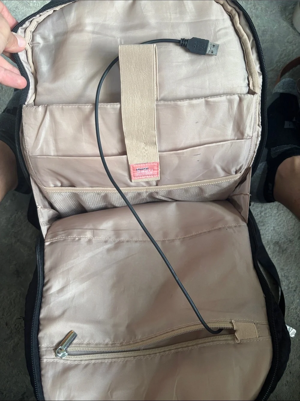 Quilted Black Backpack with Gold Zippers - Unbranded